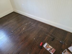 refinished hardwood flooring before TC Carpet Care
